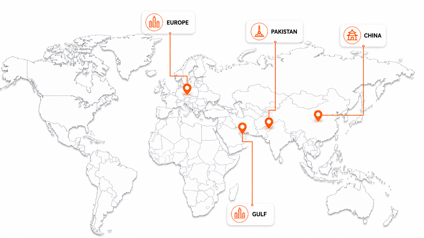 MPPT Care presence across Europe, Gulf, Pakistan and China